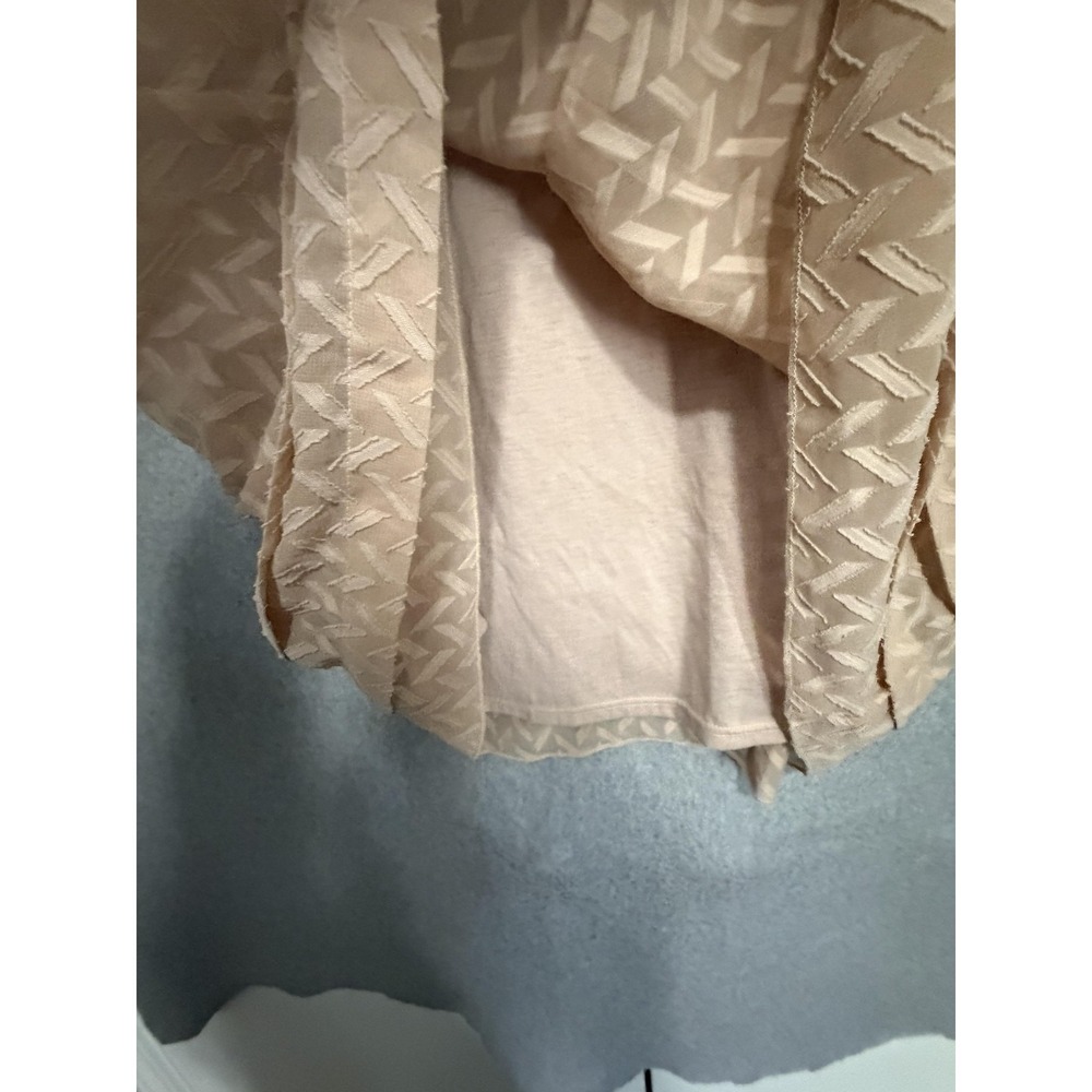 One September Dress Womens L Beige Chevron Sequin V Neck Long Sleeve Shift Boho - Picture 12 of 13